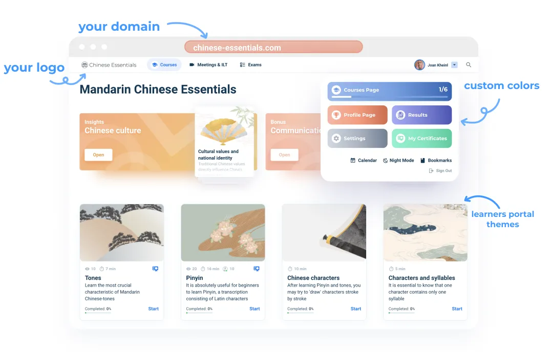 Canvas LMS alternatives: Branding at AcademyOcean LMS