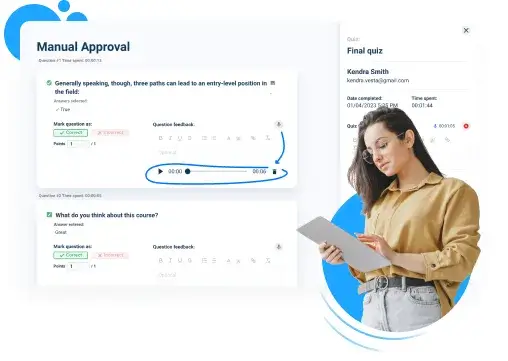 AcademyOcean LMS: Audio feedback from instructors