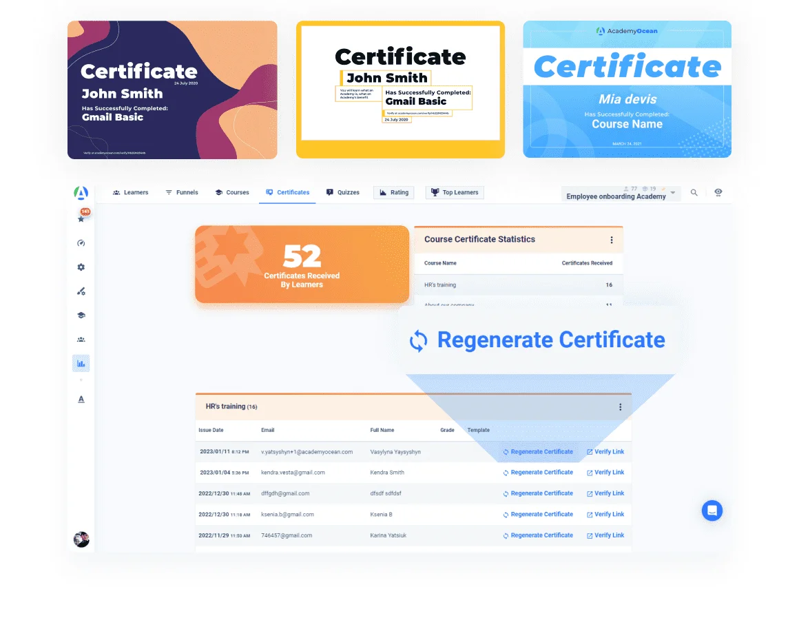 Certificates at AcademyOcean LMS Certificates at AcademyOcean LMS