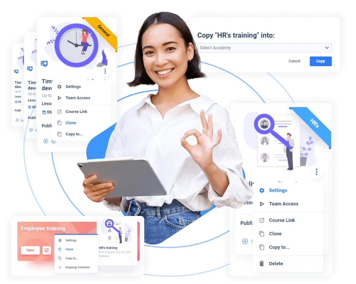 Copy, clone and synchronization of content at AcademyOcean LMS Copy, clone and synchronization of content at AcademyOcean LMS