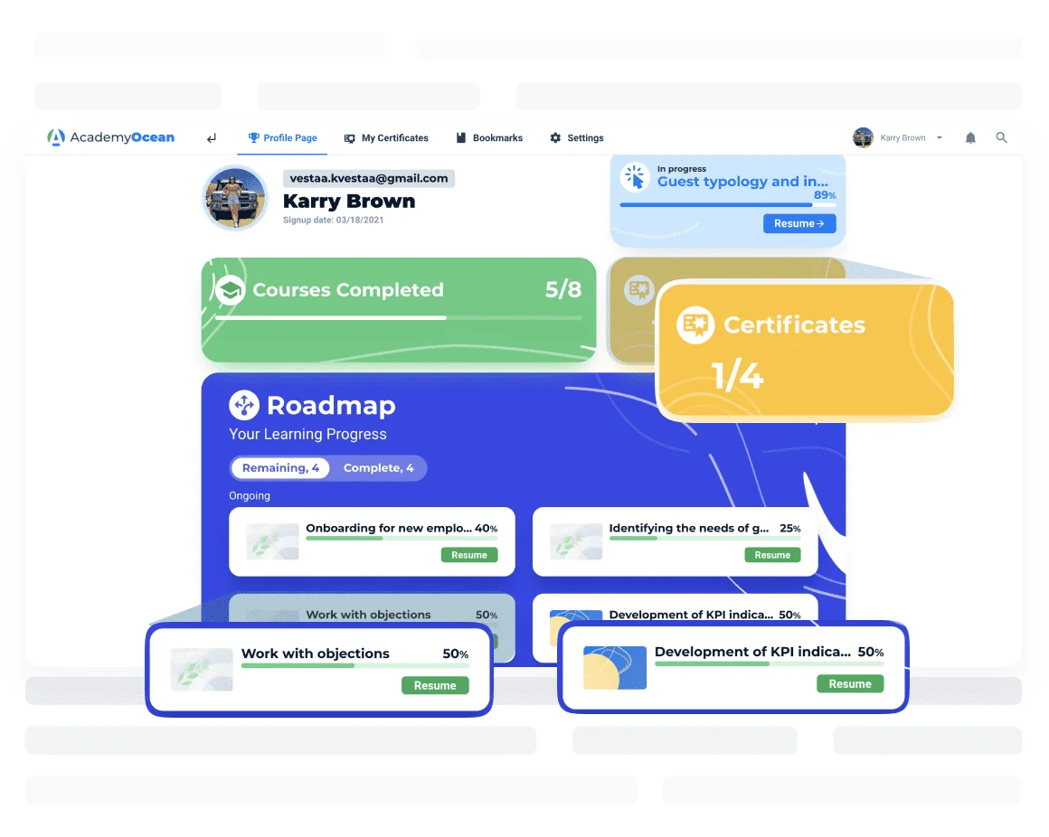 Learner account at AcademyOcean LMS Learner account at AcademyOcean LMS