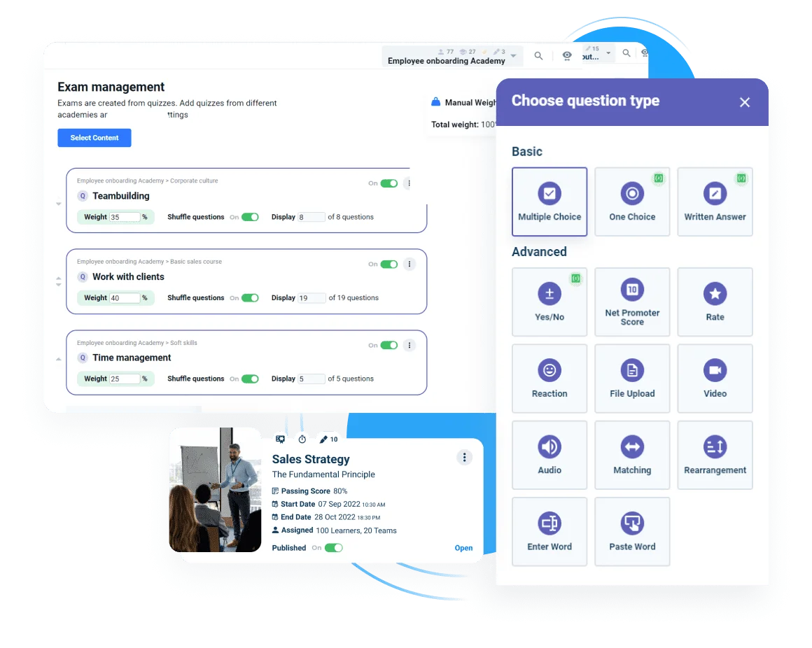 Northpass alternative: Advanced Quiz builder at AcademyOcean LMS