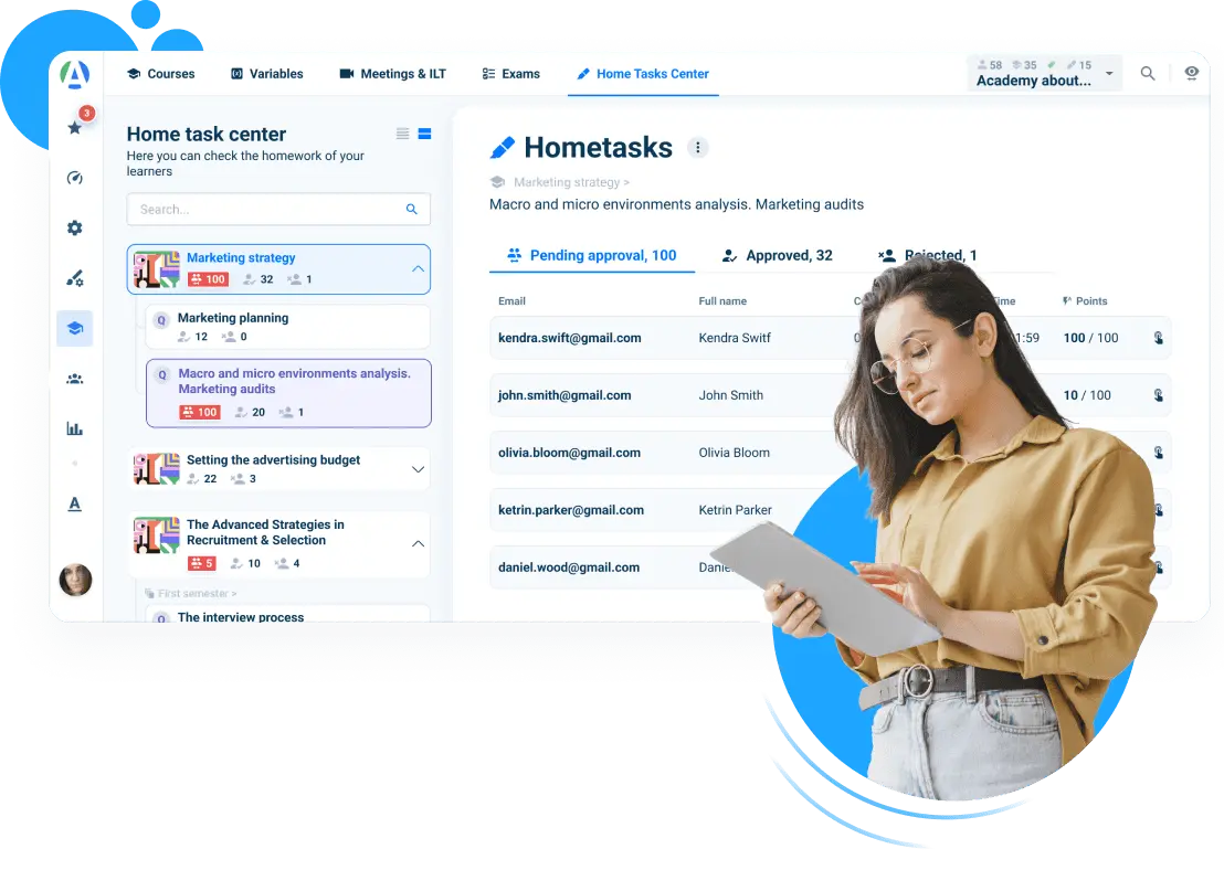 Proprofs LMS Alternatives: Home Task Center at AcademyOcean LMS