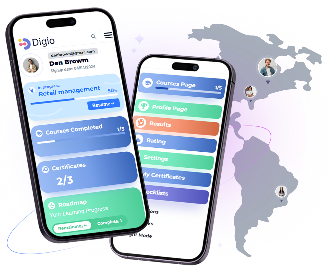 Mobile retail management training courses with progress tracking