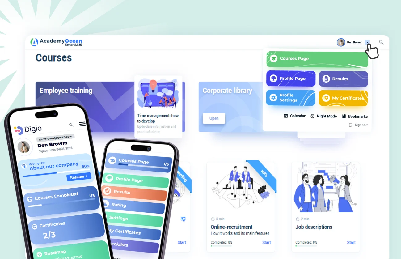 Build Your Branded Learning Portal with AcademyOcean's HR LMS Create an engaging learning environment with a customizable learning portal in your AcademyOcean HR LMS