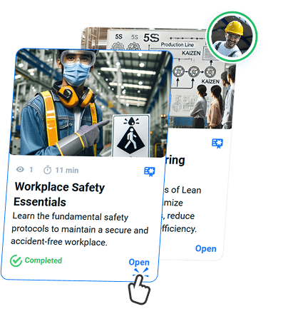 Screenshots of learning courses for the manufacturing industry