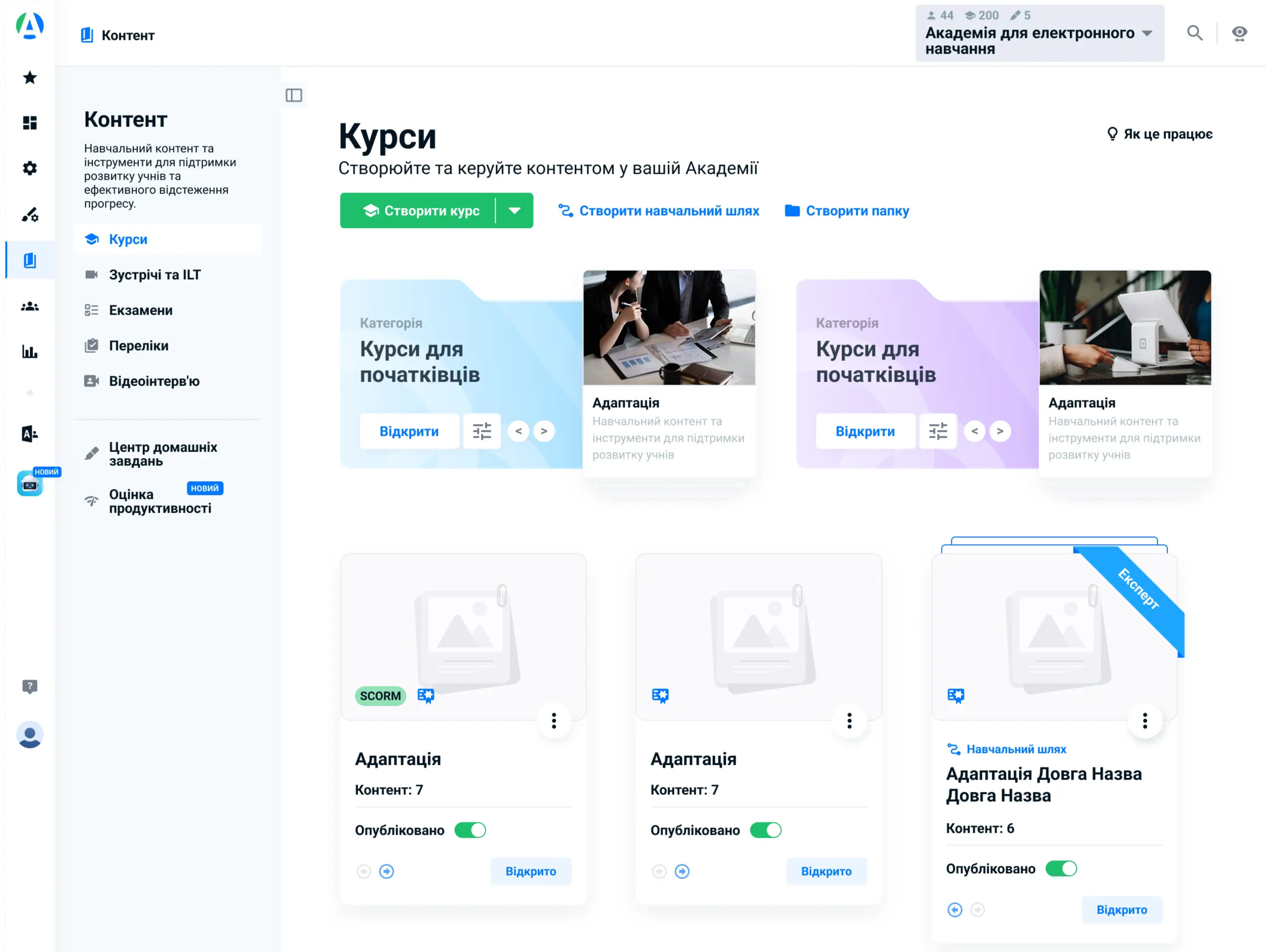 Персоналізована LMS для салонів краси з брендованим інтерфейсом та керуванням контентом Інтерфейс LMS для салону краси з налаштуванням курсів та навчальних шляхів
