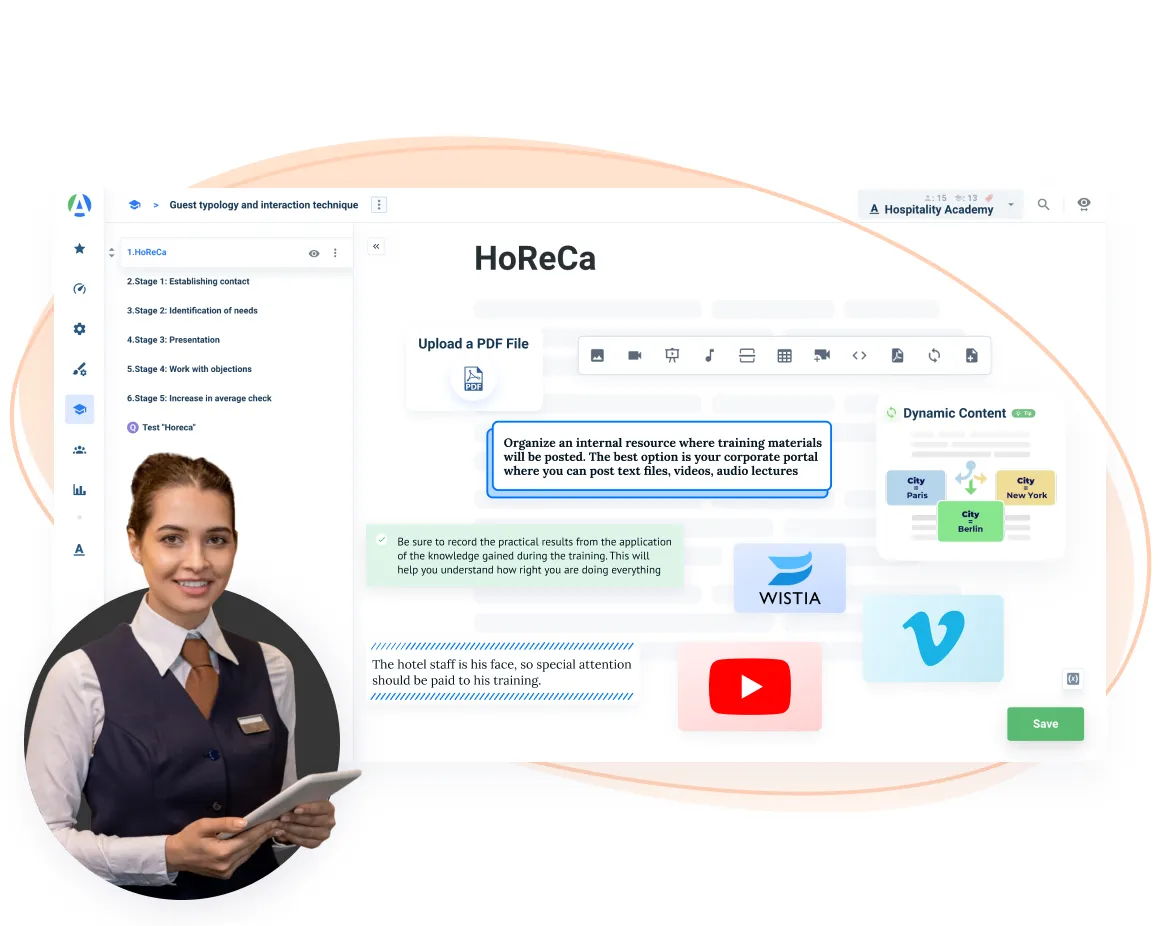 LMS system for the hospitality industry: Interactive course builder