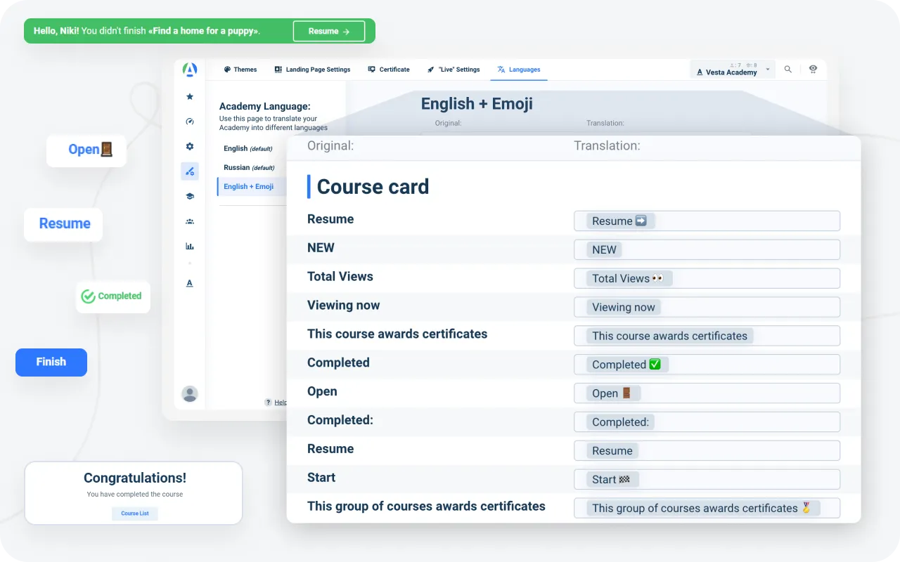 AcademyOcean LMS: learners variables