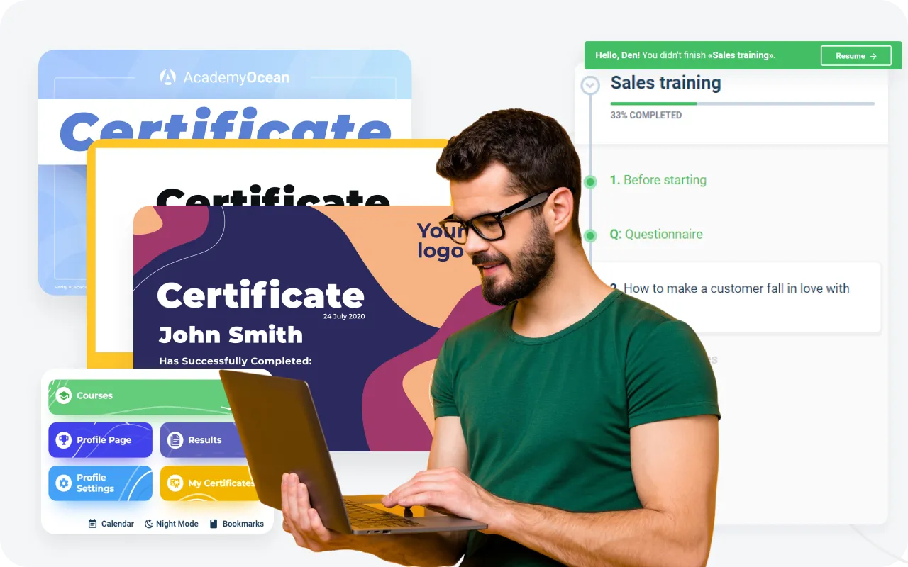 Custom certificates at AcademyOcean LMS