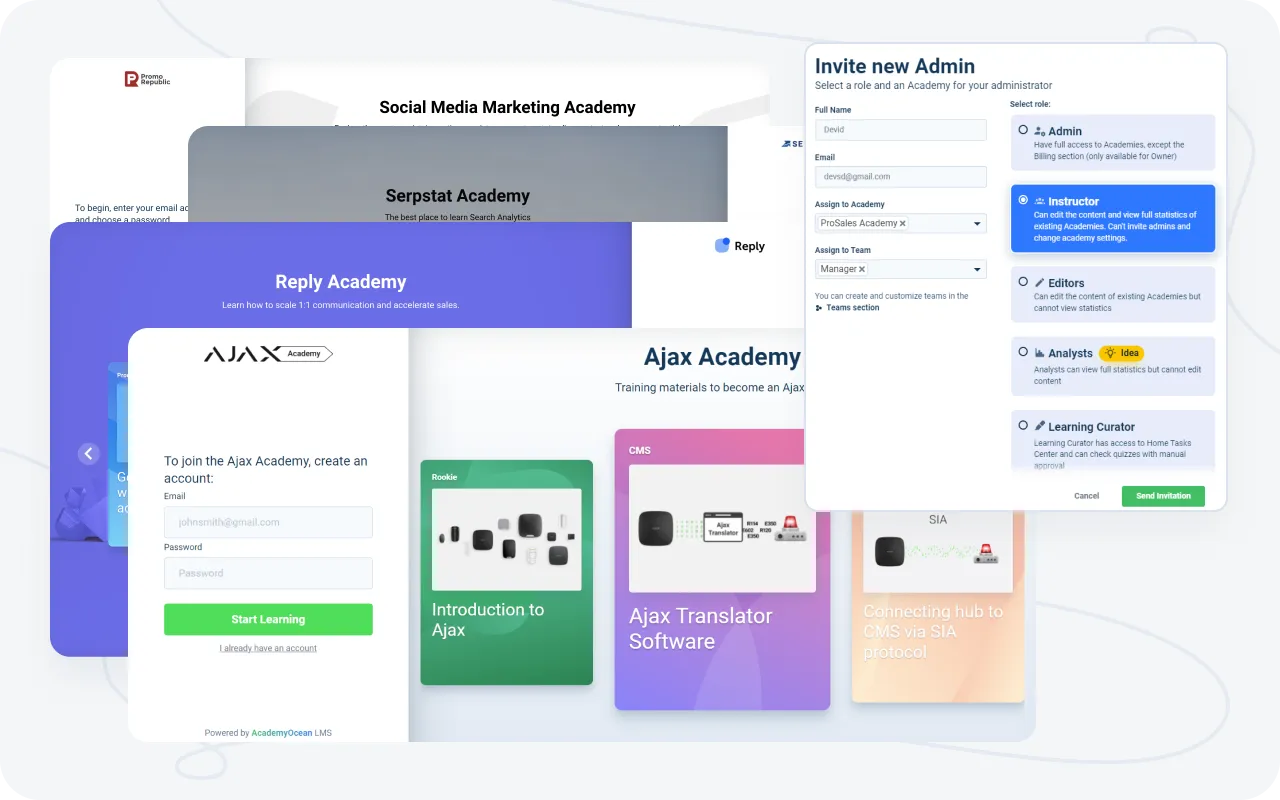 Multiple training portals at AcademyOcean LMS