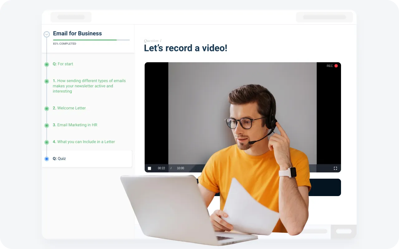 Video answer feature in course creator software, enabling instructors to provide personalized feedback and explanations through multimedia responses
