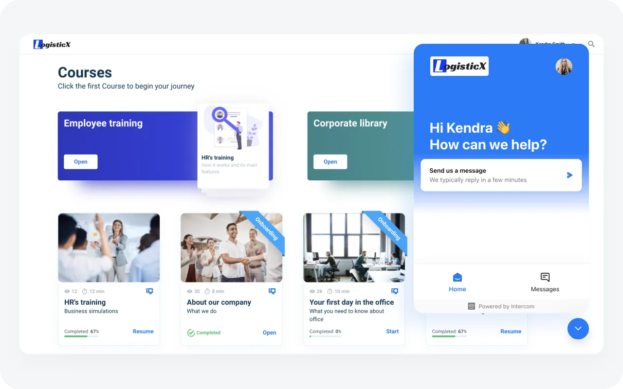 Foster seamless communication and collaboration among new hires and trainers through integrated chat tools that facilitate real-time support and knowledge sharing
