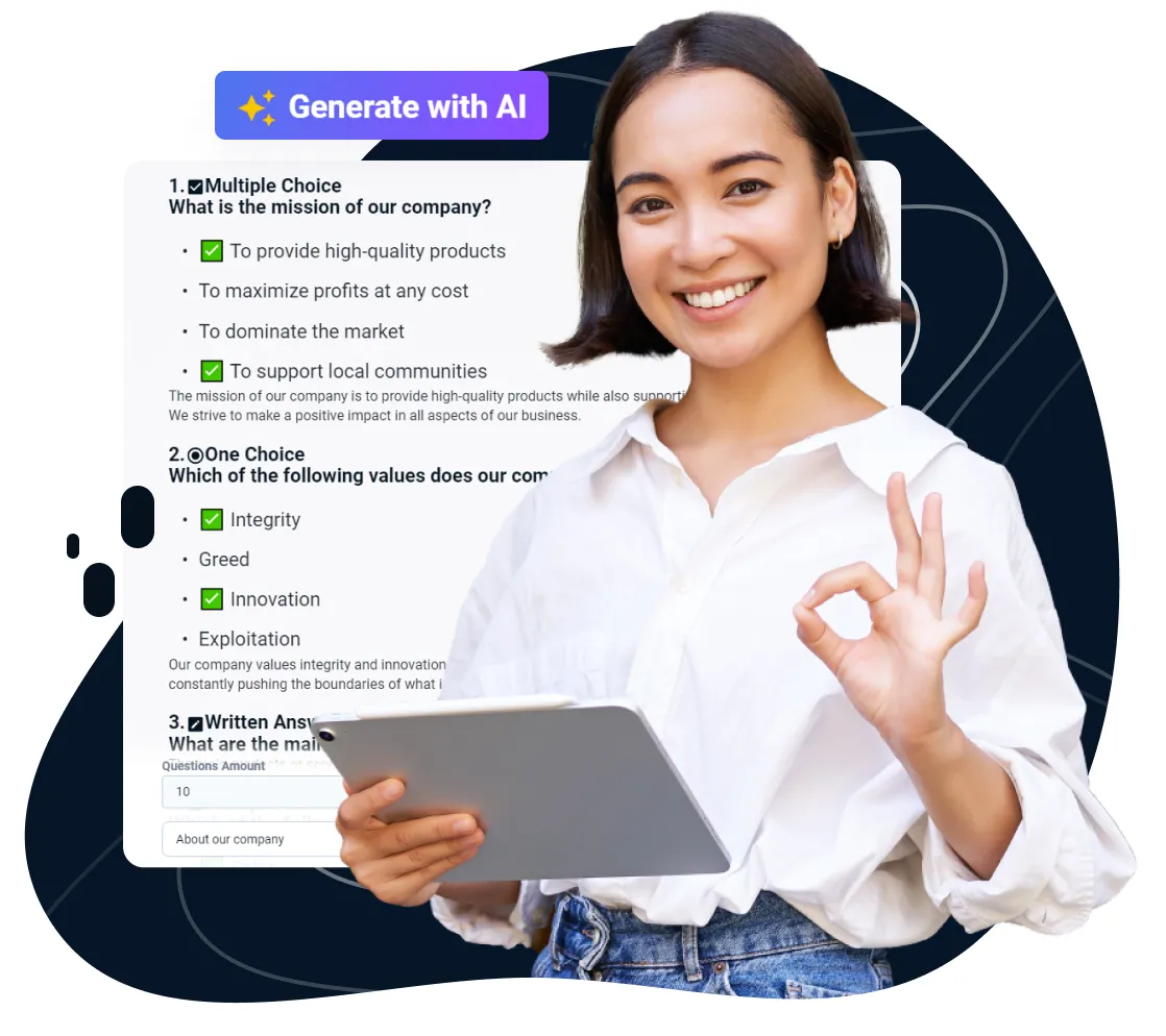 Utilizza un software avanzato di generatore di quiz con IA per creare facilmente il tuo corso online
