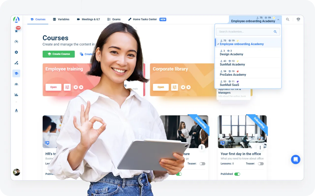 User-friendly online training portal for employees featuring AcademyOcean LMS's intuitive navigation system