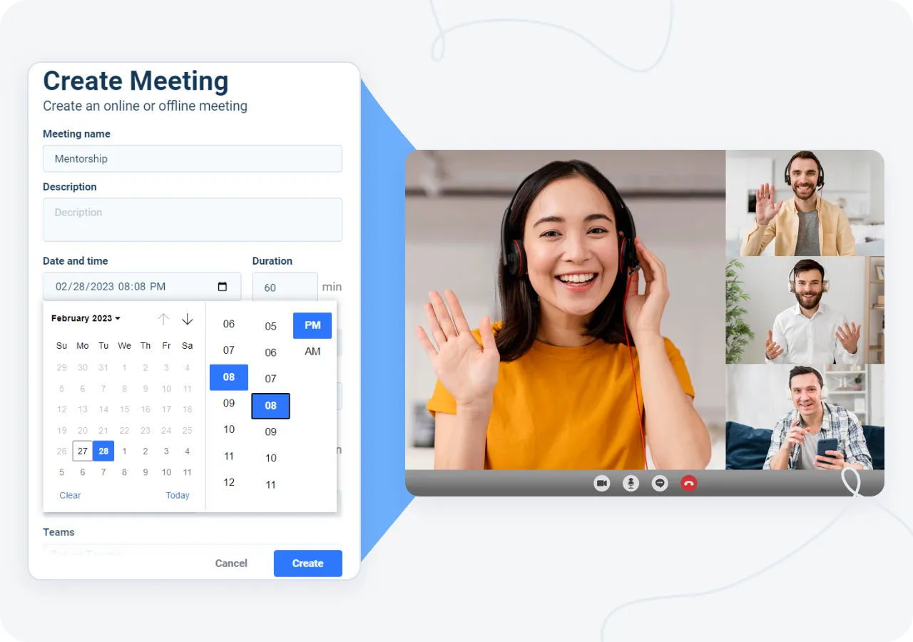 Creating of meetings at AcademyOcean LMS