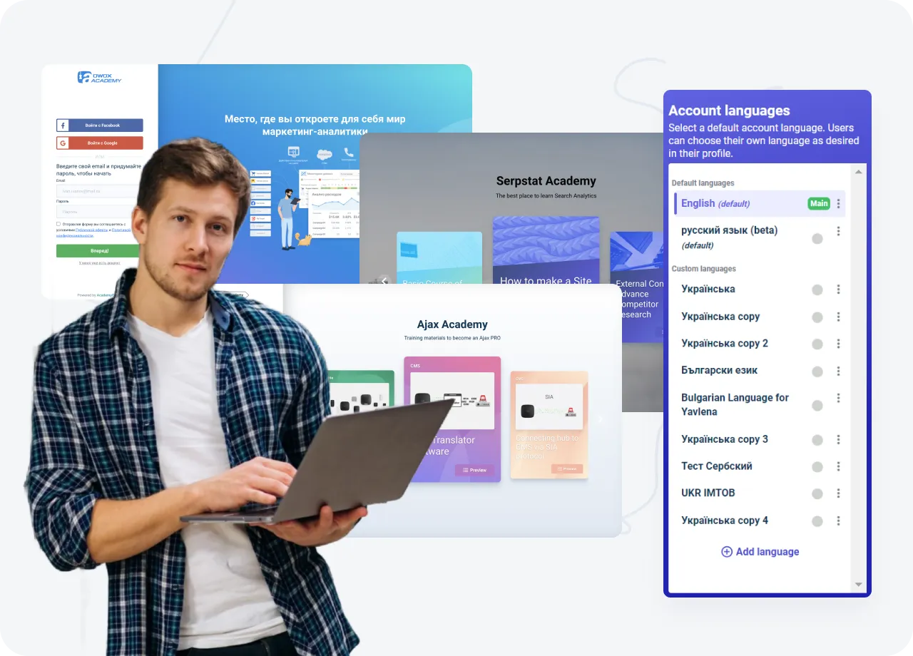 Language settings at AcademyOcean LMS