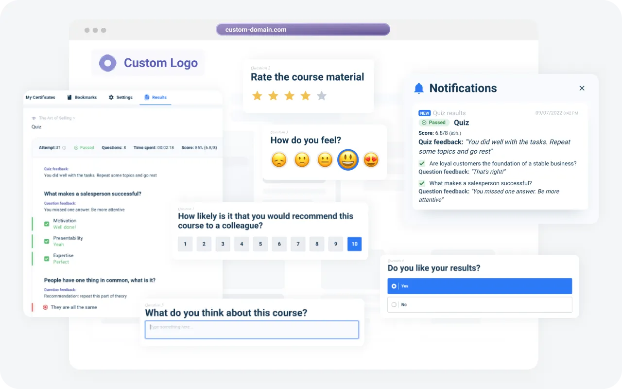 Member feedback and survey tools in association training management platform for measuring learning effectiveness and engagement