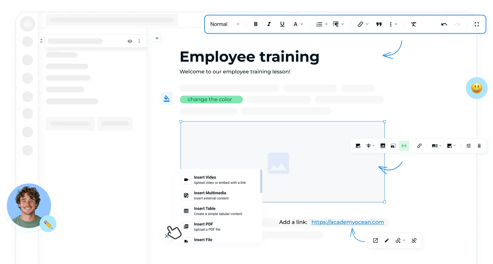 Employee training in AcademyOcean LMS: online courses and progress tracking