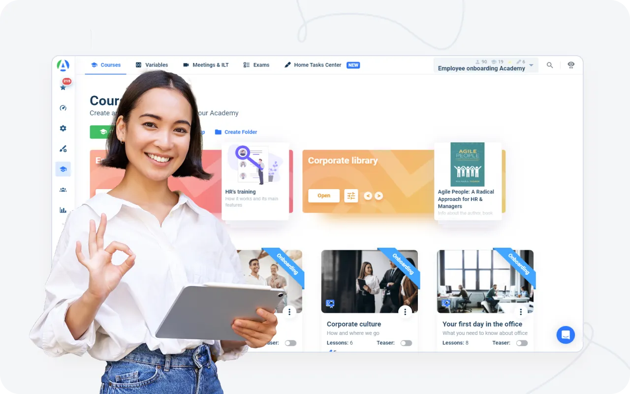 Call center online training: Knowledge base view: Online training sessions within the LMS showcasing knowledge base resources for call center agents