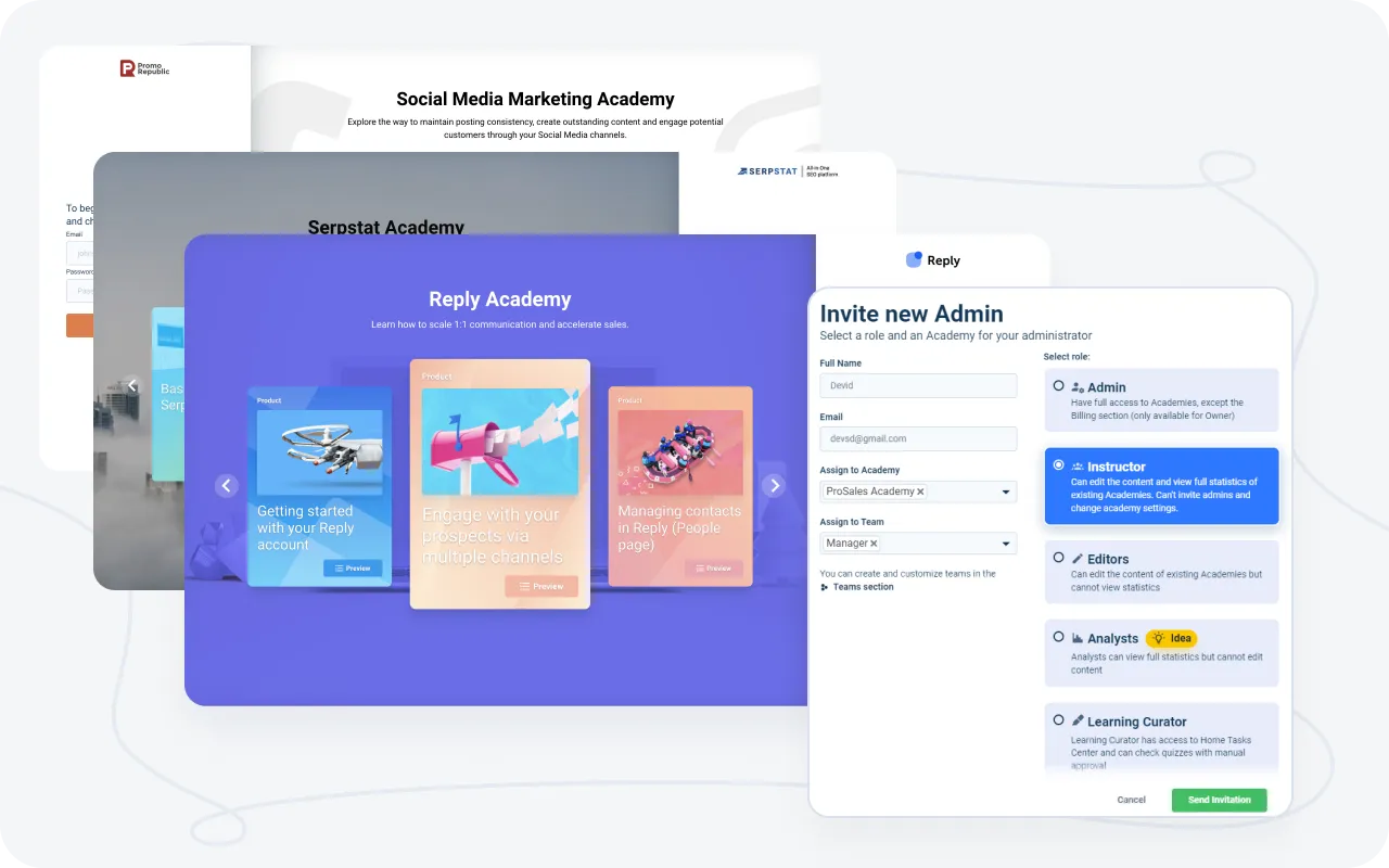 Collaborative compliance training management interface in AcademyOcean LMS, facilitating team coordination and oversight for comprehensive organizational compliance