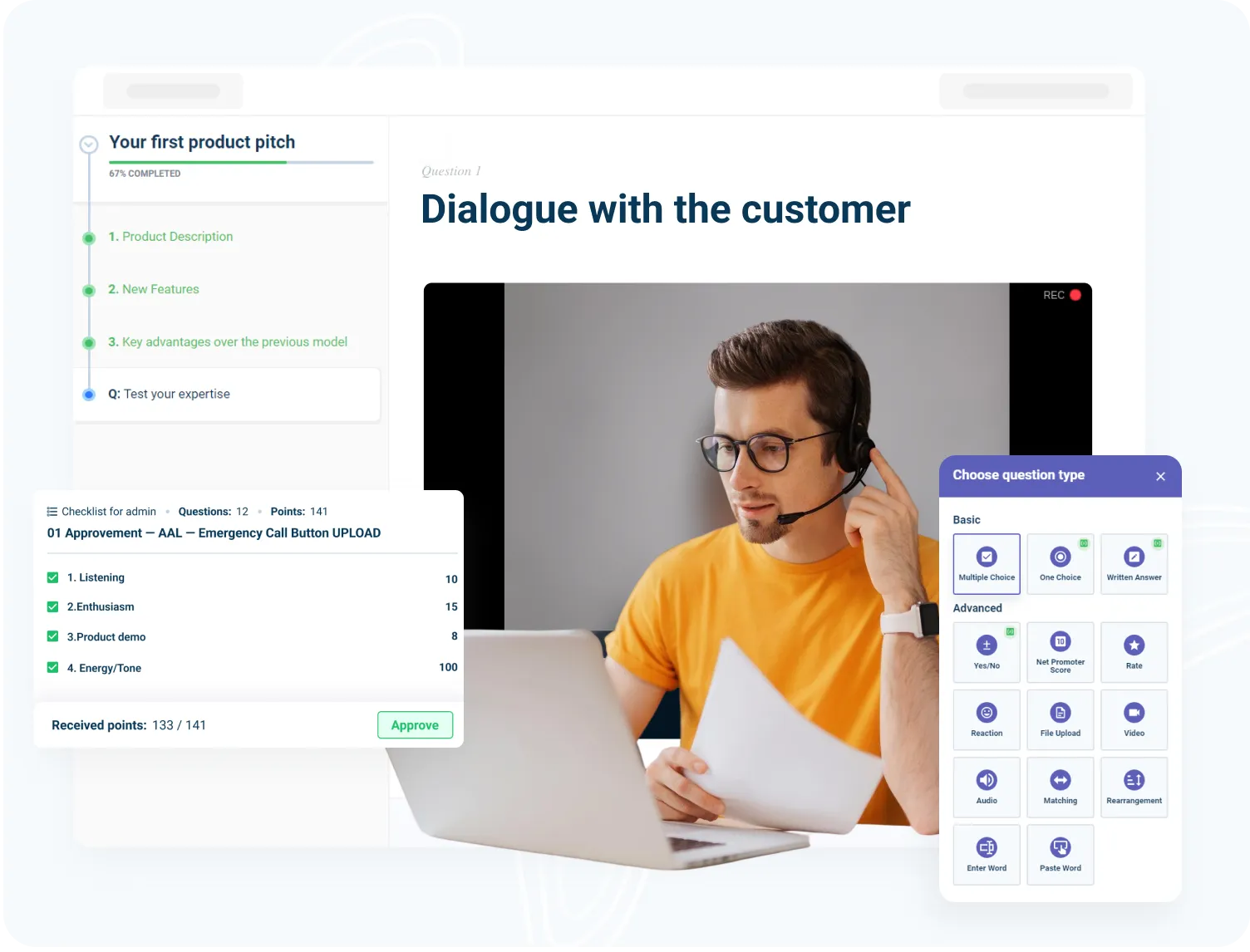 Build knowledge tests for customer care training