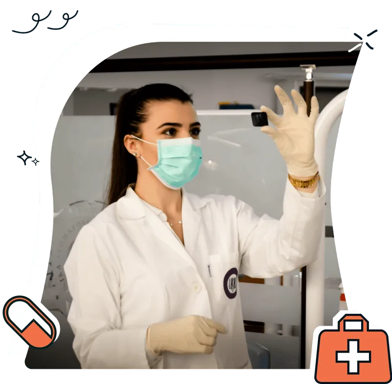 A nurse looking at test results