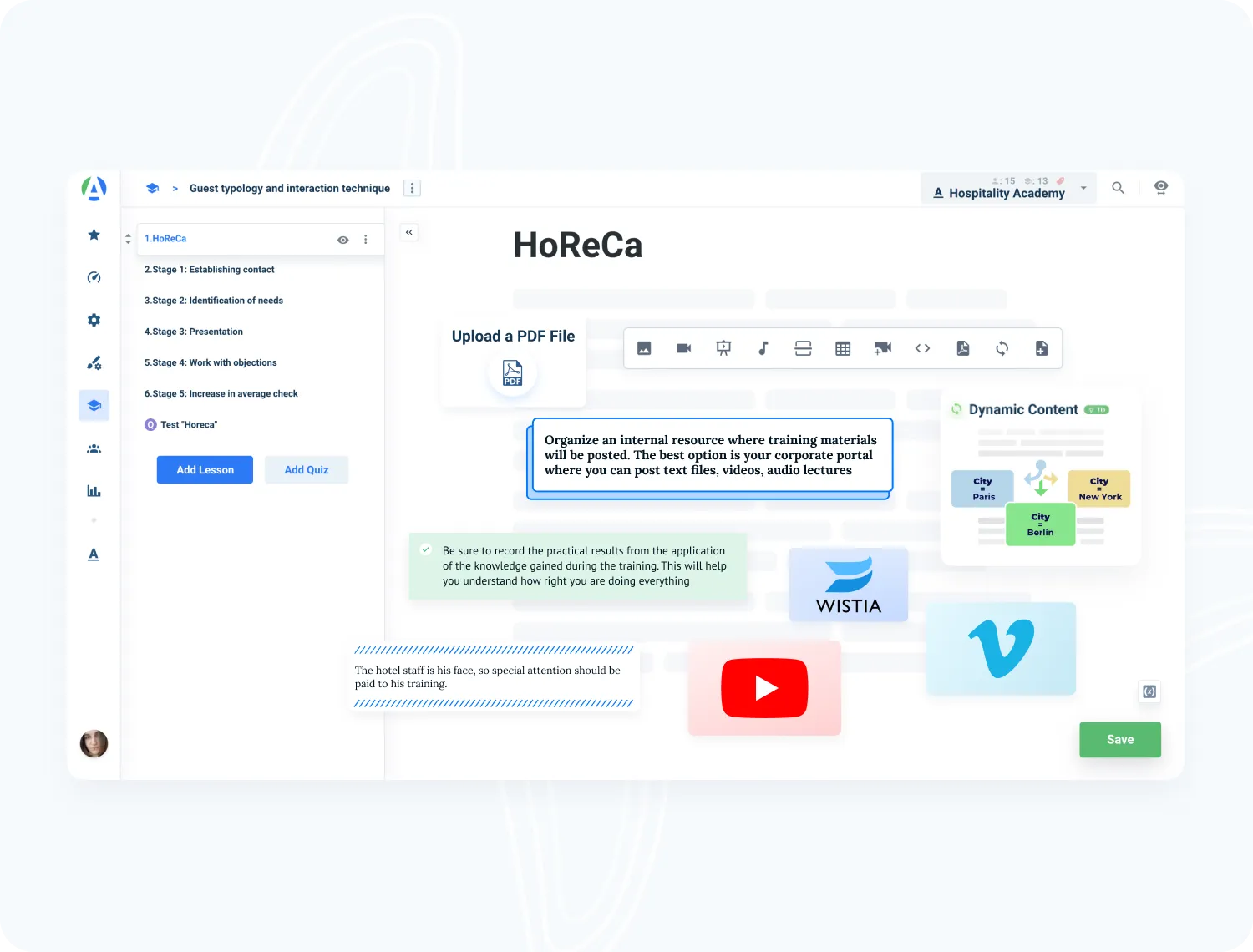 Hospitality LMS training system: AcademyOcean’s course editor
