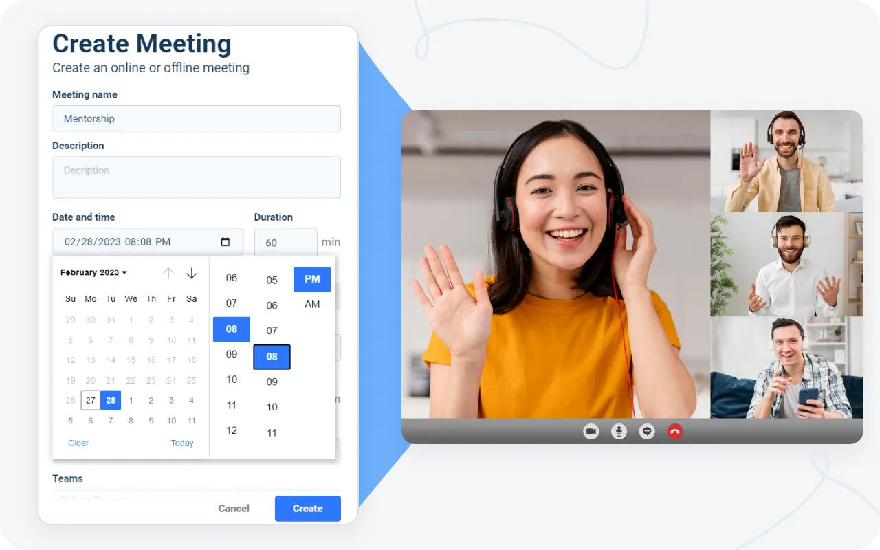 Creating video meetings at AcademyOcean LMS for nurses