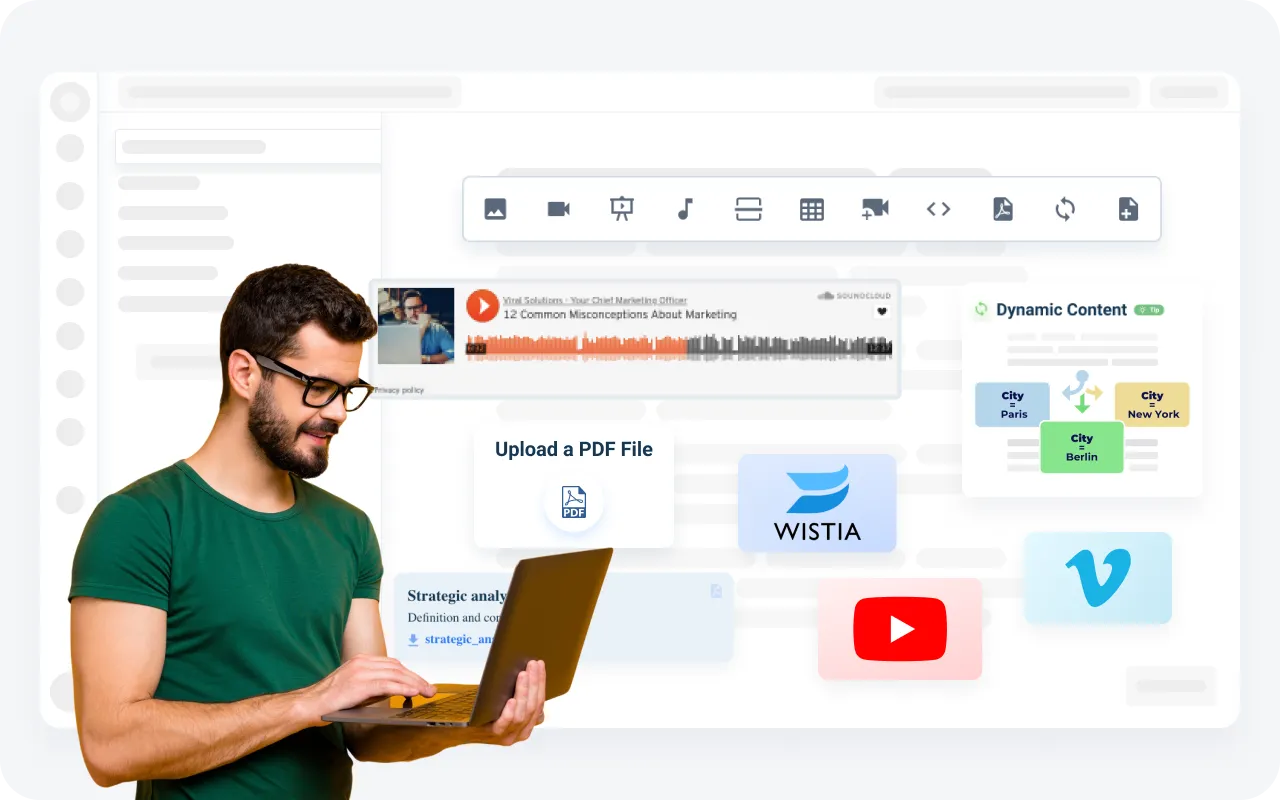 Course editor options at AcademyOcean LMS for product training