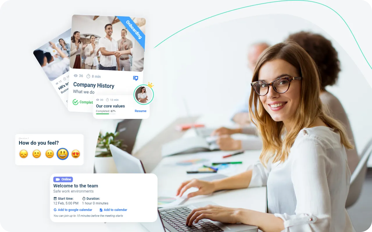 Deliver engaging workplace training through interactive online courses, meetings and videos