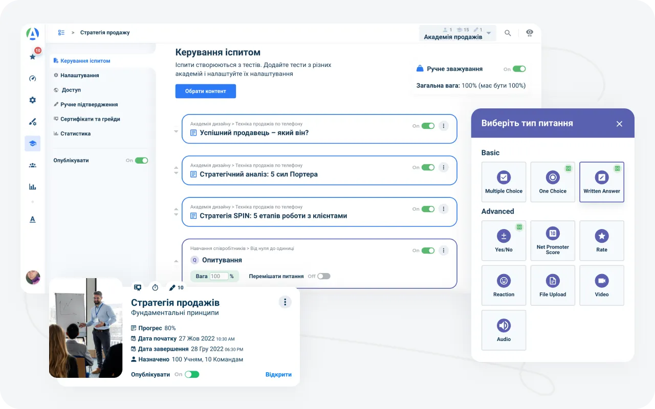 Автоматизація процесу навчання персоналу: Тести та екзамени